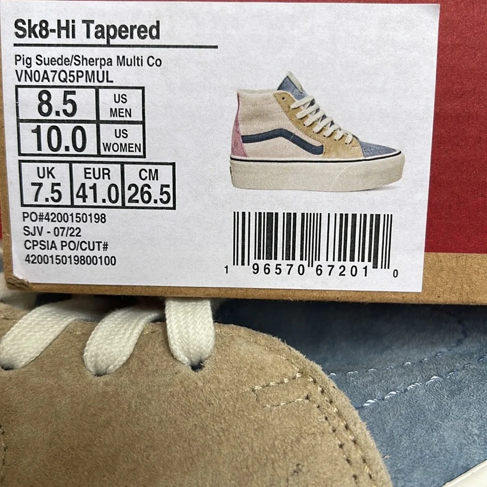 Vans Sk8-Hi Tapered Pig Suede/Sherpa Multi Co VN0A7Q5PMUL WMNS Platforms